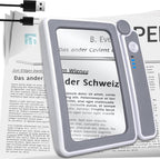 Magnifying Glass with Light, 4X Rechargeable Full Page Magnifier with 3 Adjustable LED Lighting Modes, Large Folding Handheld Book Magnifier, Christmas Birthday Gifts for Grandma Grandpa Book Lovers