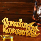 Queekay Ramadan Kareem Decorations for Home Ramadan Kareem Table Decor 9.84 x 3.74 Inch Mubarak Sign Wooden Centerpiece Tabletop Decor for Islamic Gifts Home Office Party Decorations