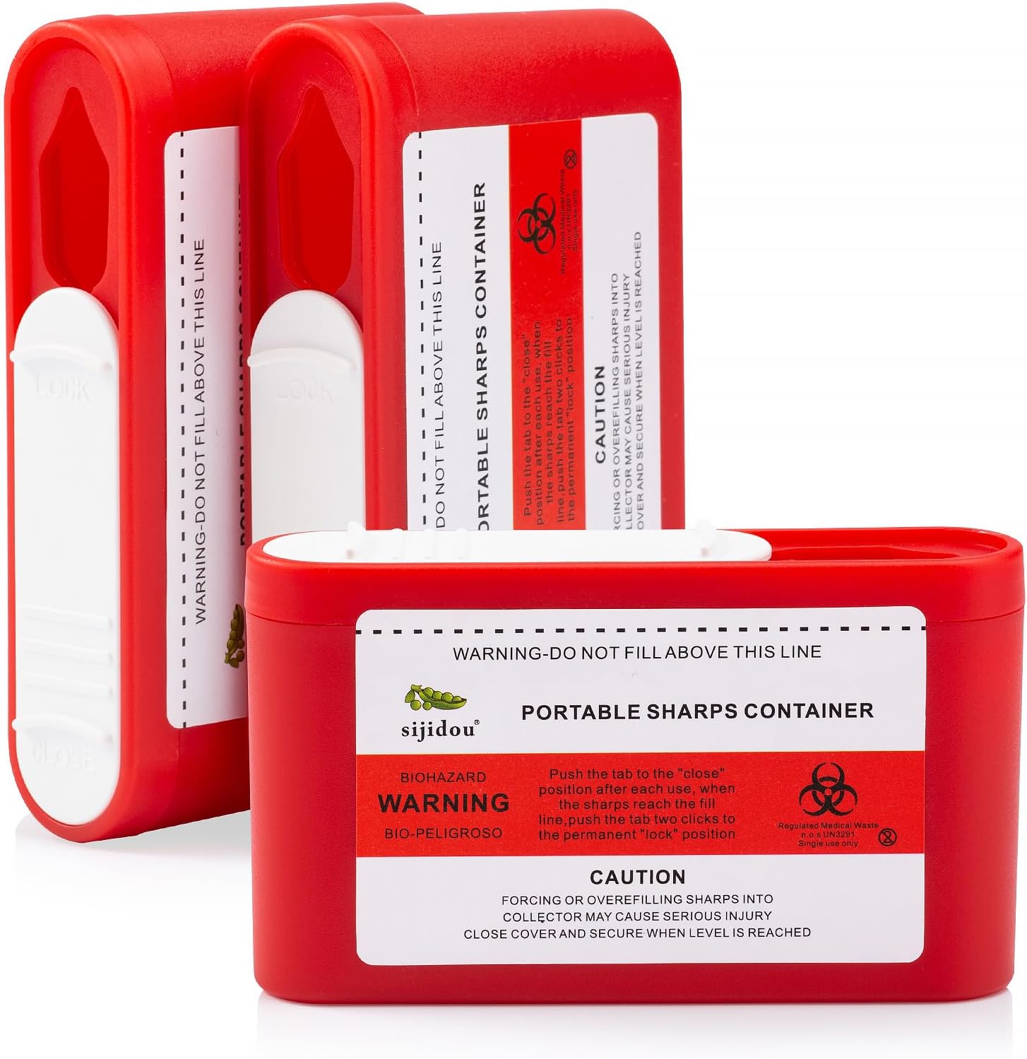 3 Pack Portable Sharps Container for Travel and Home Use, FSA/HSA Eligible, Pocket Travel Sharps Disposal Container, Designed for Diabetic Needles and Test Strips Compact Size for Daily Personal