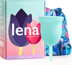 Lena Menstrual Cup Original – Reusable Silicone Period Cup for Regular Flow, 12-Hour Leak-Free Protection, Soft & Comfortable, Beginner-Friendly Design - Small, Turquoise