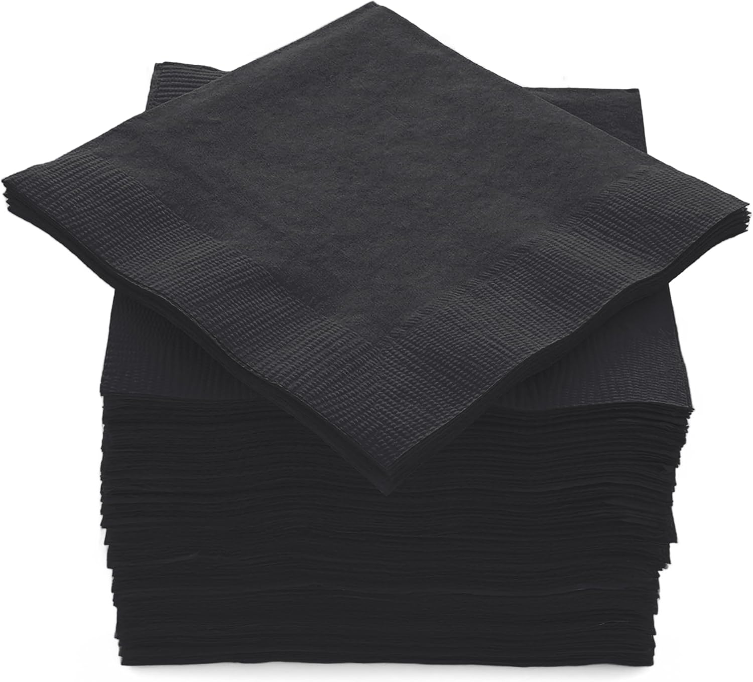 100 Pack Black Beverage Napkins, Big Party Pack, 2 Ply, Ideal for Wedding, Party, Birthday, Dinner, Lunch, Cocktails. (5” x 5”) by Amcrate
