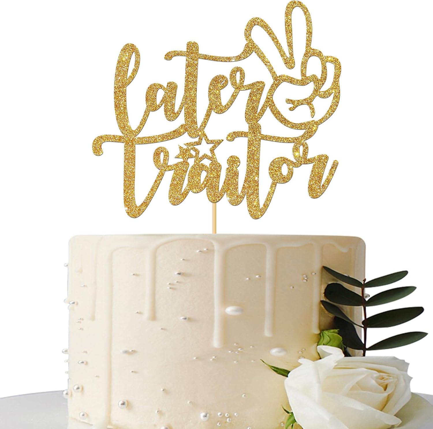 Gold Glitter Later Traitor Cake Topper, Coworker Going Away Party Decorations - Farewell/Retirement/Job Change/Relocating Party Supplies
