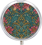 3 Compartment Travel Pill Case, Portable Round Pill Box for Pocket or Purse, Decorative Metal Medicine Vitamin Organizer. (Two Birds on the Tree)