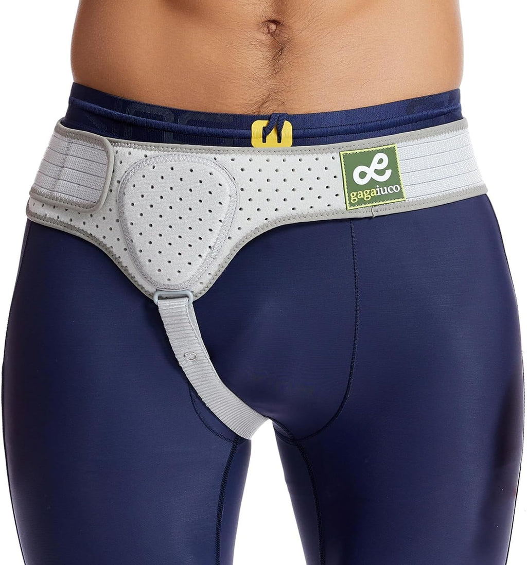 Hernia Belt Truss for Men and Women Left or Right Side Supportive Groin Pain with Removable Compression Pads for Pre or Post-Surgical, Femoral, Breathable Adjustable-S