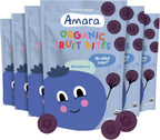 Amara Organic Fruit Bites Blueberry - No Artificial Colors/Dyes, No Added Sugar, Dairy-Free Fruit Snacks, Made with Organic Whole Foods, Healthy Fruit Snacks for Kids - 6 Pack