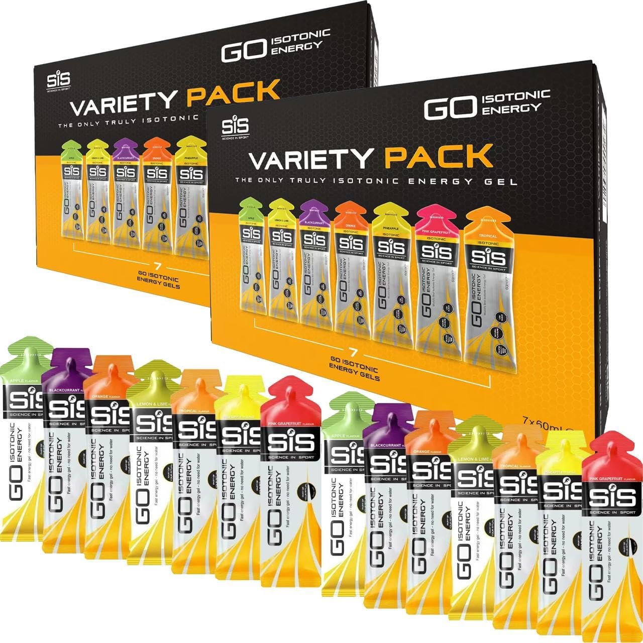 SiS Science In Sport Running Energy Gels, Full of Electrolytes, Good For Hydration, Flavor Variety Pack, Vegan, Gluten & Dairy Free, 14 x 60ml, Orange