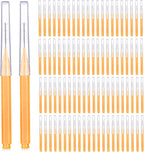 Patelai 100 Pieces Braces Brush for Cleaner Interdental Brush Toothpick Dental Tooth Flossing Head Oral Dental Hygiene Flosser Toothpick Cleaners Tooth Tool(Orange,Ideal Size)