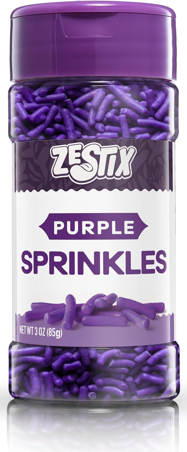 Purple Sprinkles 3 oz Bottle | Jimmies Sprinkles for Cake Decorating | Dessert Topping for Baking, Cupcakes, Cookies, Ice Cream, Parties, Holidays & Everyday Celebrations