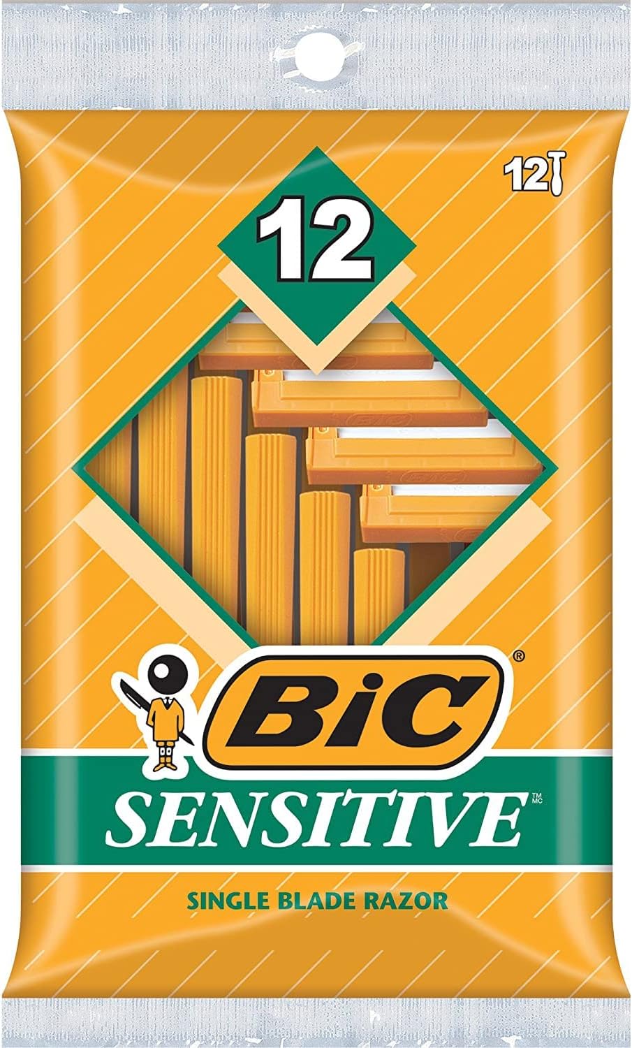 (Pack of 2) Bic Single Blade Sensitive Skin Shavers - 12 in Pack [Total 24]