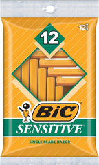 (Pack of 2) Bic Single Blade Sensitive Skin Shavers - 12 in Pack [Total 24]
