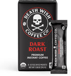 Death Wish Coffee Instant Dark Roast Coffee Packets, Bold & Intense Blend of Arabica & Robusta Beans, USDA Organic, 8 Count