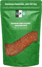 NPG Authentic Sichuan Chili Flakes 8 Ounces, Medium Hot, Szechuan Crushed Red Pepper Flakes Bulk, Essential Spice Seasoning for Making Kimchi, Chili Oil, Stir-fry, Pizza, Salads, and Tacos