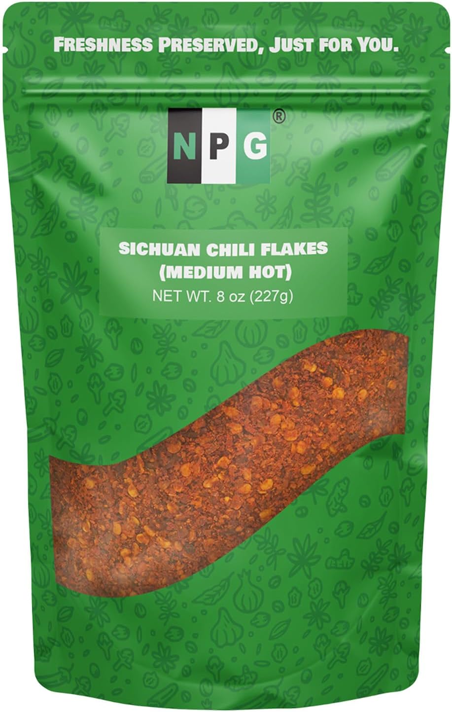 NPG Authentic Sichuan Chili Flakes 8 Ounces, Medium Hot, Szechuan Crushed Red Pepper Flakes Bulk, Essential Spice Seasoning for Making Kimchi, Chili Oil, Stir-fry, Pizza, Salads, and Tacos