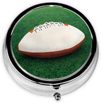 Portable Pill Box, White Rugby Ball Mini Round Pill Box, can be Put into Wallet, Pocket, Lightweight and Convenient 3 Compartment Pill Box