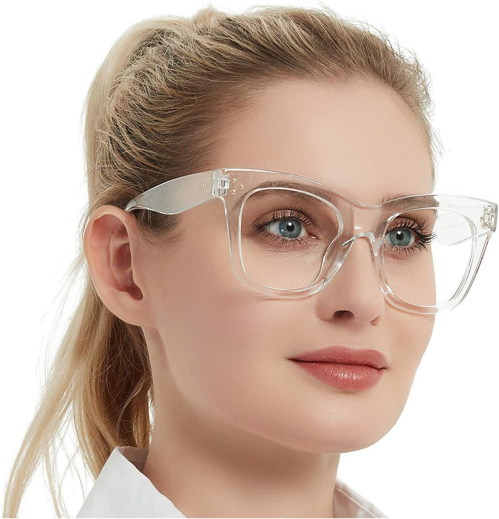 OCCI CHIARI Blue Light Reading Glasses for Women Computer Oversized Readers 0 1.0 1.5 2 2.5 3 3.5 4.0 5.0 6.0 (Clear, 1.0)