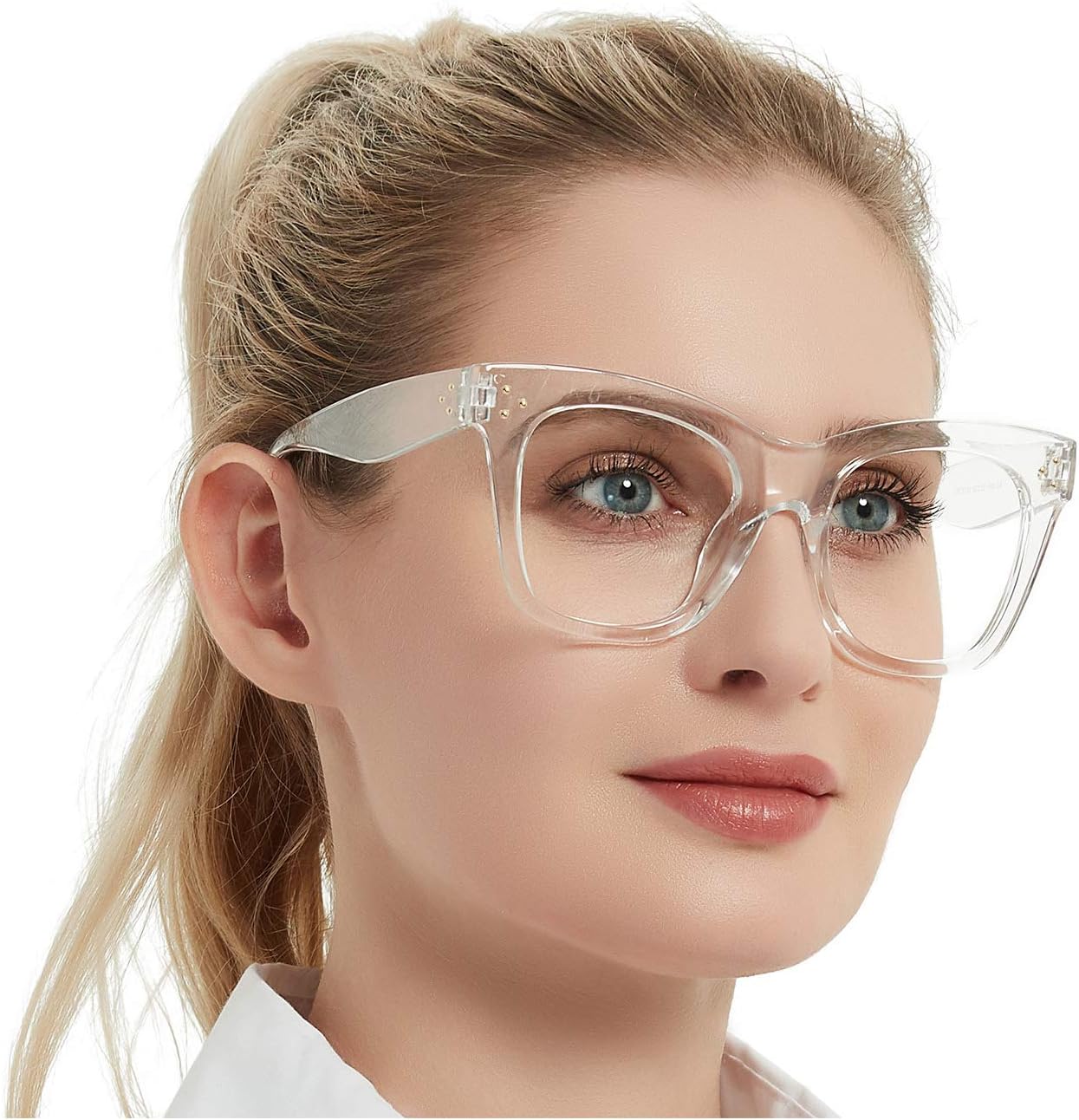 OCCI CHIARI Blue Light Reading Glasses for Women Computer Oversized Readers 0 1.0 1.5 2 2.5 3 3.5 4.0 5.0 6.0 (Clear, 1.0)