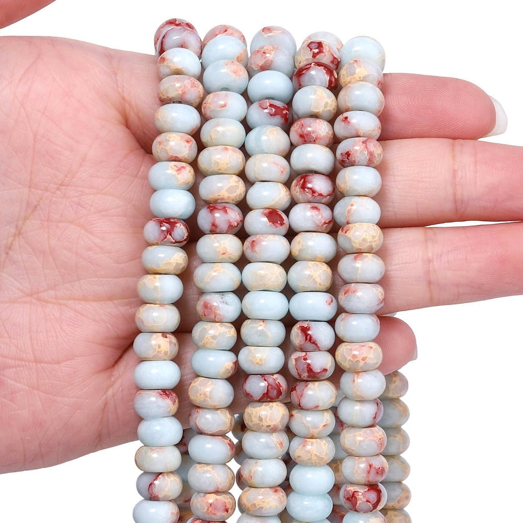 Songxi 5x8mm Natural Blue Shoushan Stone Rondelle Beads, 75PCS Spacer Round Loose Abacus Beads for Jewelry Making, Gemstone for Bracelet Necklace Earrings, Arts and Crafts