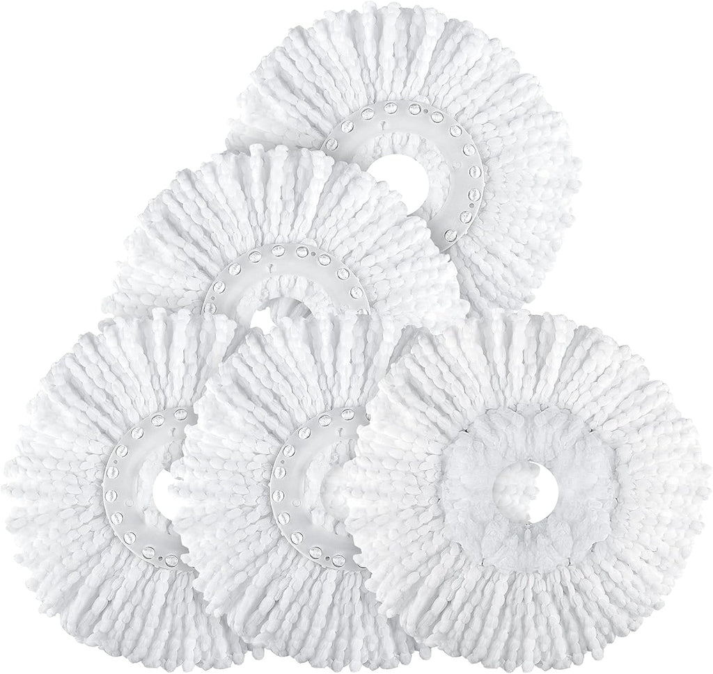 Spin Mop Replacement Head 5 Pack Magic Mop Refill for Hurricane 360° Systems, Microfiber Spin Mop Head, Round Shape Standard Universal Size