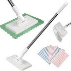 Snap Grip Mini Mop, Lazy Mops with One-Click Cloth Change, Locking Head with Sweeping Cloths for Wet & Dry Cleaning, Long Handle Stick for Multi-Surface Cleaning (1*mop+5*Cloth)