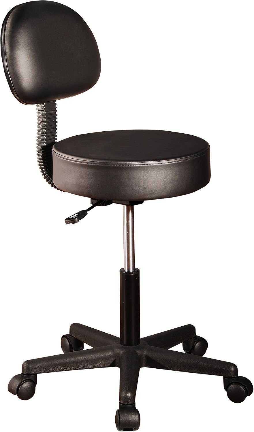 Master Massage Pneumatic Rolling Massage Stool with Backrest Black