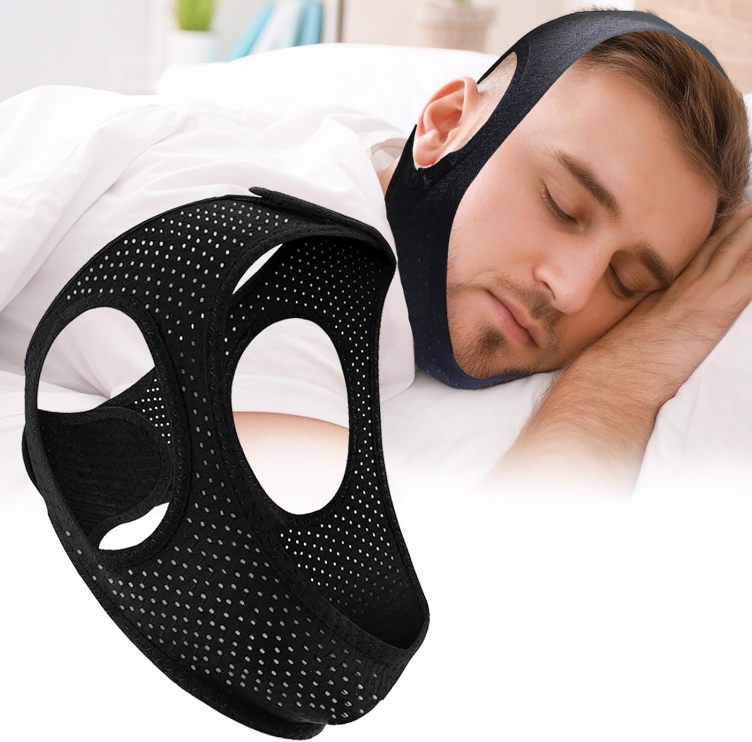 Anti Snoring Devices, Chin Strap for Sleeping, Adjustable Breathable Chin Strap for Men and Women Sleeping, Snoring Solution Effective Anti Snore Device, Enjoy a Nice Evening