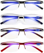 4 Pack Reading Glasses 2.0 for Women Men Blue Light Blocking Computer Readers Spring Hinge Anti Glare +2.0 1.0 1.25 1.5 1.75 2.0 2.25 2.5 2.75 3.0 3.5 4.0
