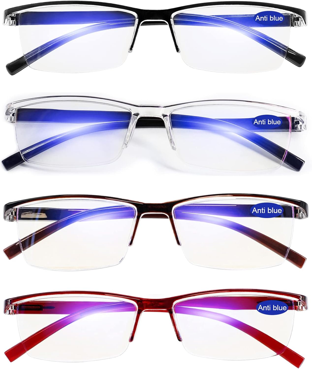 4 Pack Reading Glasses 2.0 for Women Men Blue Light Blocking Computer Readers Spring Hinge Anti Glare +2.0 1.0 1.25 1.5 1.75 2.0 2.25 2.5 2.75 3.0 3.5 4.0