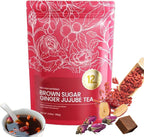 Velutra Chinese Brown Sugar Ginger Tea, with Red Jujube & Red Ginseng, Promotes Digestion, Improves Sleep, Soothes & Aids Digestion - Individually Wrapped, Purely Natural (1PC)