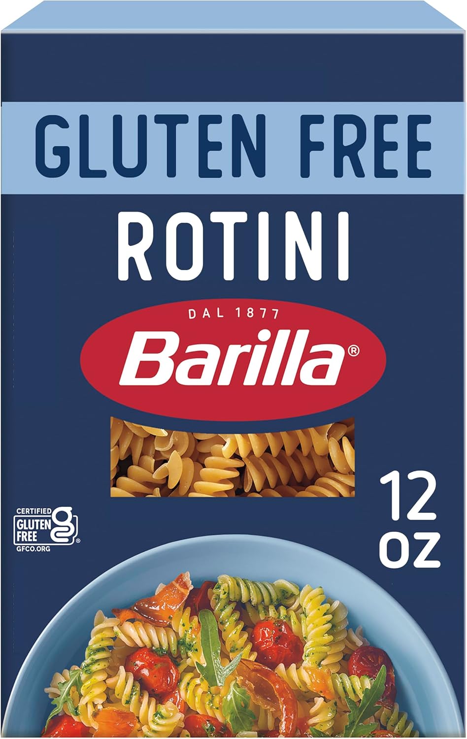 Barilla Gluten Free Rotini, 12 Ounce - Non-GMO Gluten Free Pasta Made with Blend of Corn & Rice - Vegan