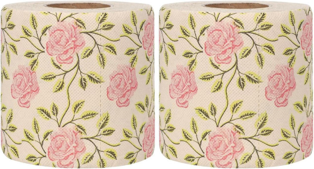 Ipetboom 2 Rolls Floral Toilet Paper - Rose Flower Print Toilet Tissues Decorative Bathroom Tissue Hand Towel Napkins for Wedding Birthday Christmas Tea Party Favors Dinner Bridal Shower Baby Shower