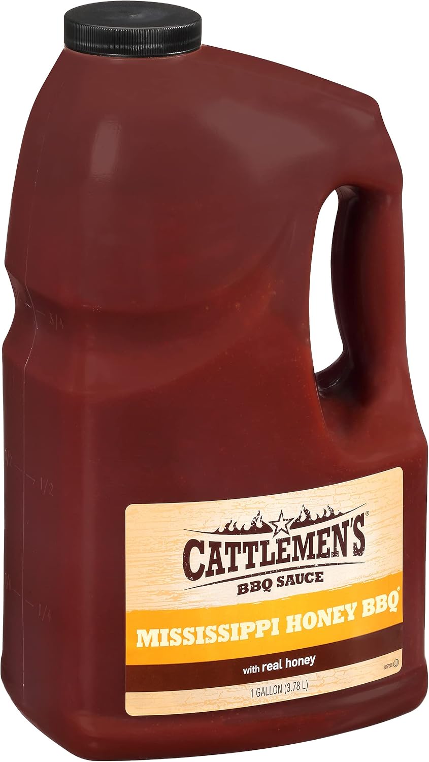Cattlemen's Mississippi Honey BBQ Sauce, 1 gal - One Gallon Bulk Container of Mississippi Honey Barbecue Sauce Blend of Honey, Vinegar, Hickory and More for Dipping and Barbecue Recipes