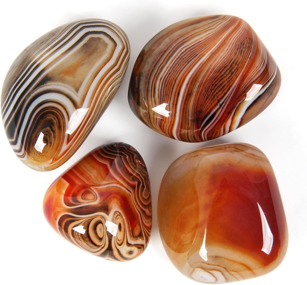 Sardonyx Stone-4 Pcs Sardonyx Agate Palm Stone Pocket Energy Stone, Smooth Healing Crystal and Worry Stones
