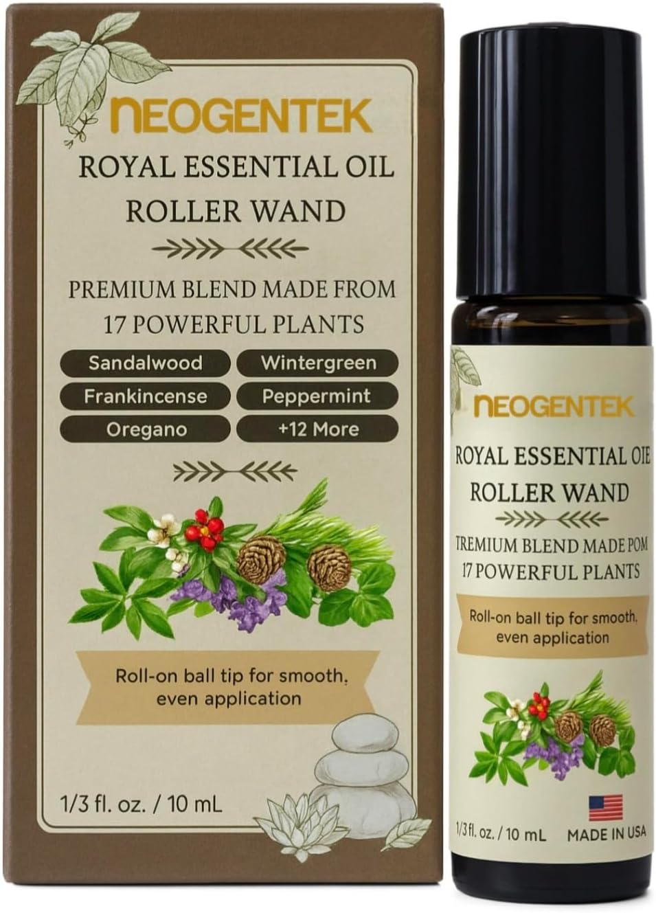 Royal Aches & Pains Essential Oil Blend | Crafted Blend of 17 Powerful Essential Oils | Made in USA | Natural Comfort & Relaxation – Aromatherapy Roll-On for Muscles & Joints, Headache, Sinus – 10ml