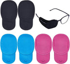 CREATCABIN 18Pcs Glasses Eye Patch Lazy Eye Patch for Amblyopia Strabismus Eye Patch Left to Cover Left Right Eye Textile Reusable Eyepatch for Medical Adults Toddlers Black Blue Red 3.6 x 2Inch