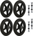 4Pcs 6 Inch Walker Wheels Replacement, Wheelchair Front Wheels with 4 Axles, Rubber Rollator Replacement Wheels for Walkers Accessories, Black