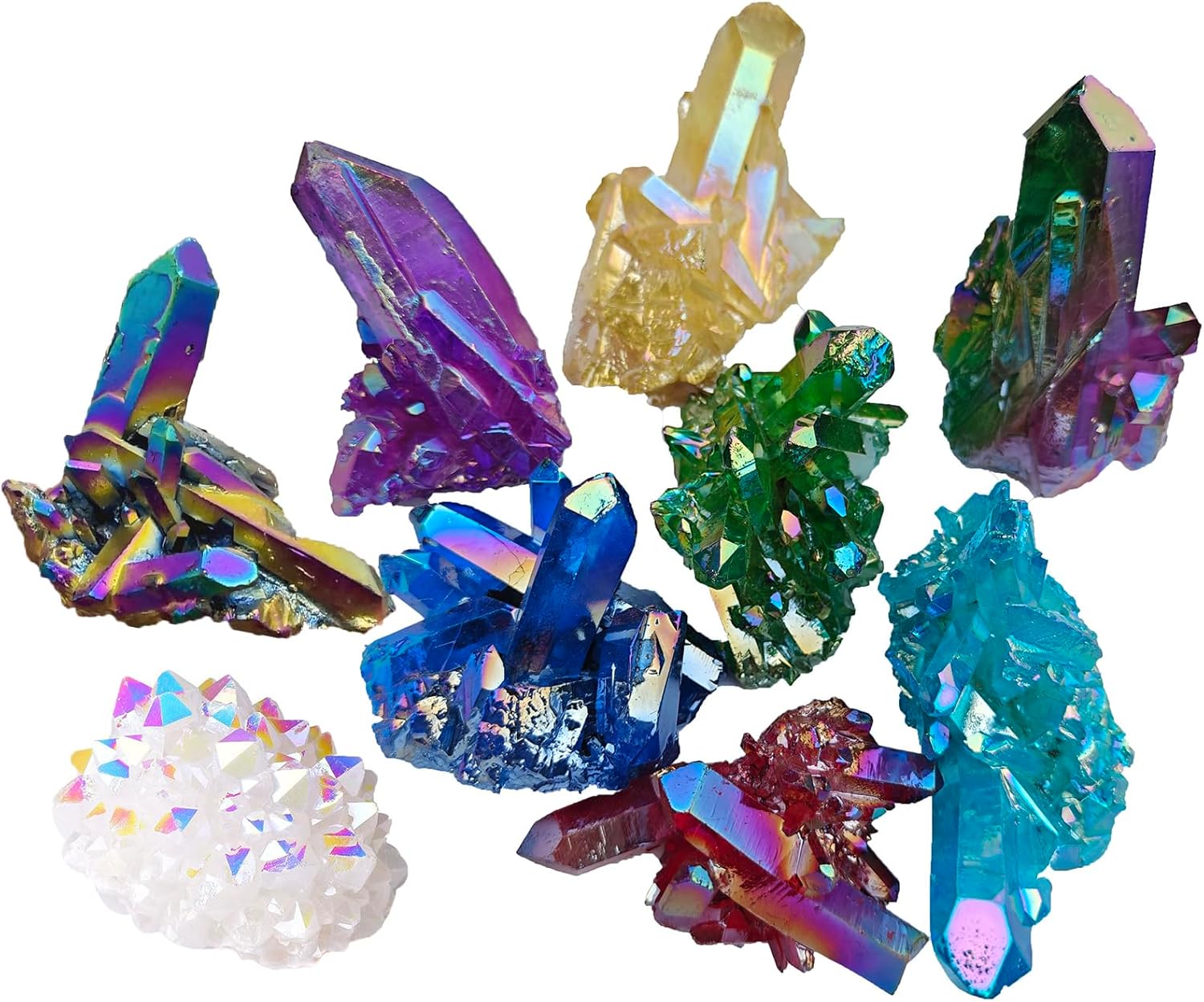 3PCS Crystal Cluster Rainbow Crystal Clusters Random Angel Aura Quartz Gem Stones Healing Crystals and Stones Gemstones Protection Crystals Wicca Gemstone Collection Natural Decorative Cristal 3.3-4OZ