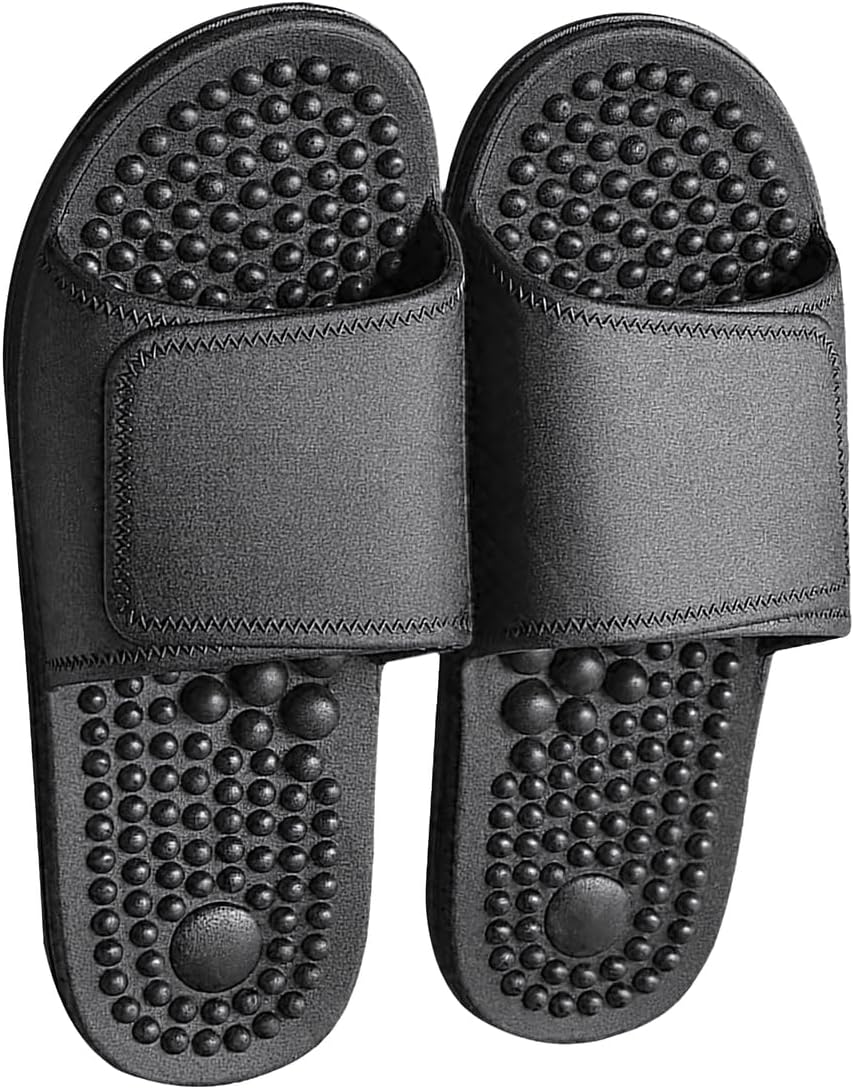 Health Foot Massage Slippers Acupressure Point Care Magnet Therapy Promoting Blood Circulation Myofascial Release Trigger Point Acupuncture Relaxation Gifts for Parents(Black,8.5-9)