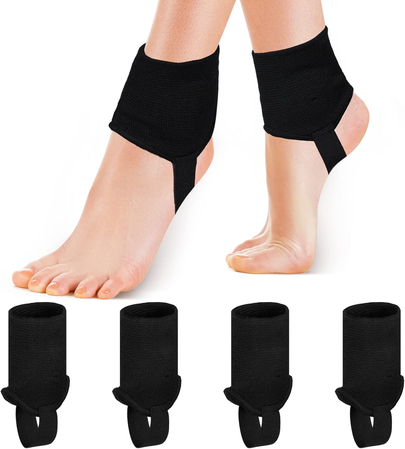 Zhanmai 2 Pairs Soccer Guard Ankle Support Pads Football Ankle Protection Protector Elastic for Running Basketball Supplies(Black)