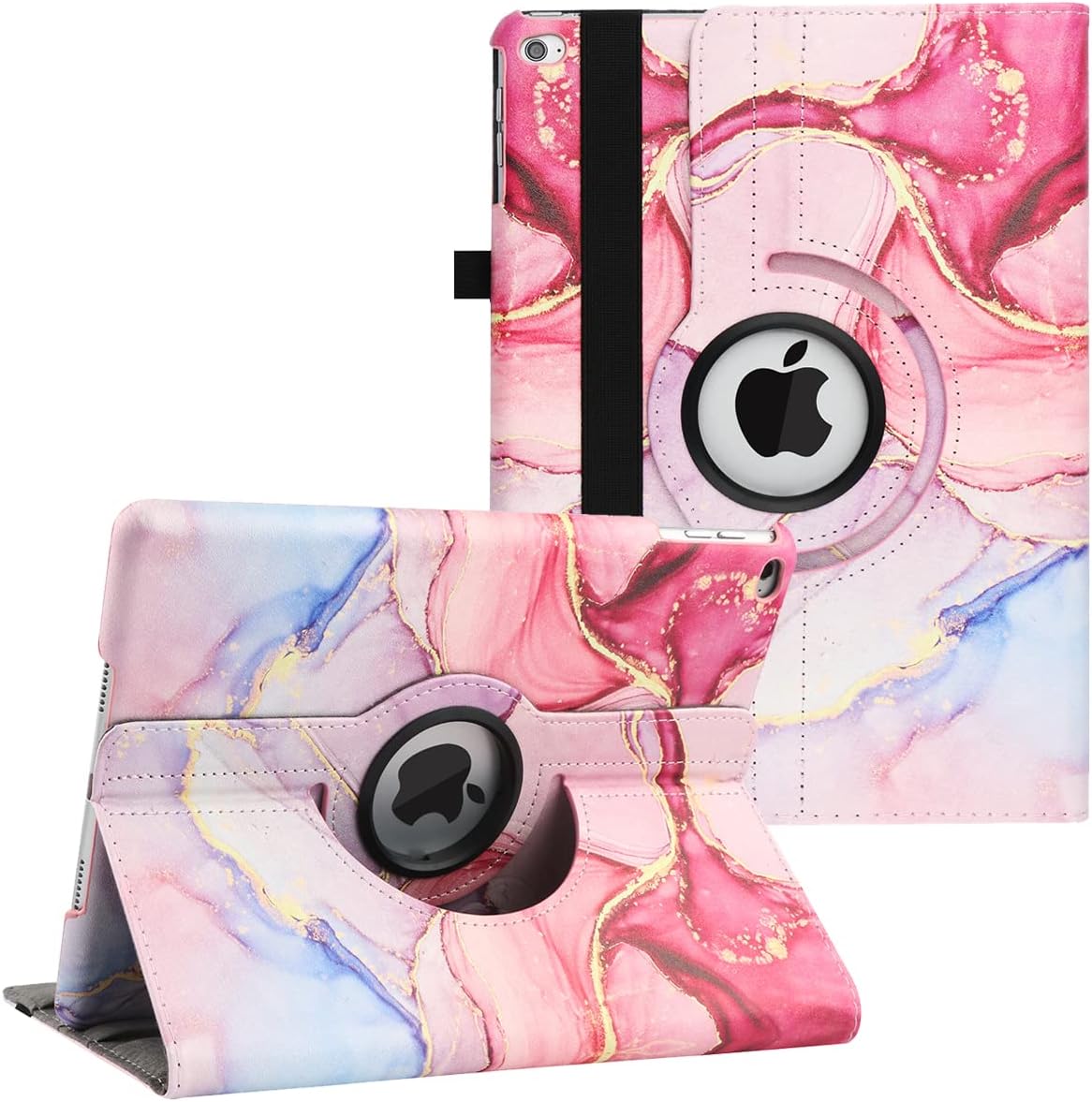 New Case for iPad 9.7 inch 2018 2017/ iPad Air 2 Case - 360 Degree Rotating Stand Protective Cover Smart Case with Auto Sleep/Wake for Apple iPad 5th/6th Generation (Marble Pink)