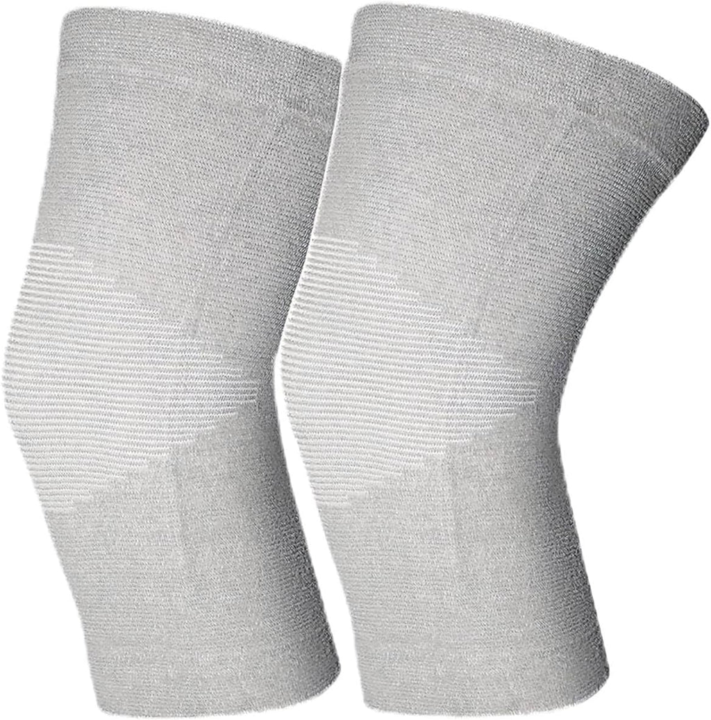 Bamboo Knee Sleeve for Knee Pain - One Pair Compression Bamboo Knee Sleeves for Women Knee Pain Knee Sleeves Plus Size (Gray, X-Large)