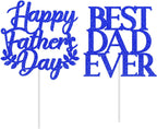 20PCS Happy Fathers Day Cake Topper Glitter Blue Cupcake Topper Best Dad Ever Cake Topper Pick for Father’s Day Birthday Party Cake Decoration Supplies