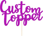 EDSG Custom Cake Topper, Personalized Double Sided Glitter Cake Topper with Any Text Numbers, 11 Colours for Birthday Wedding Anniversary Graduation Baby Shower (Purple)