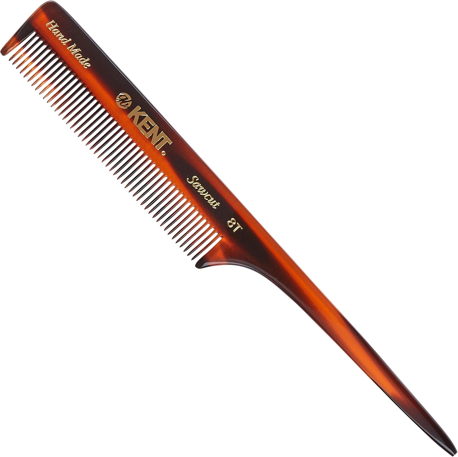 Kent 8T Rat Tail Combs Teasing Comb for Hair Styling and Sectioning, Handmade Fine Tooth Comb Parting Combs for Braiding Hair and Styling for Women, Saw Cut and Hand Polished, Made in England