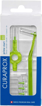 Curaprox Interdental Brush Starter Set CPS 011 Prime – ISO Size 3, Green | Includes 5 Brushes & 2 Holders for Effective Cleaning of Narrow Spaces | Swiss Made