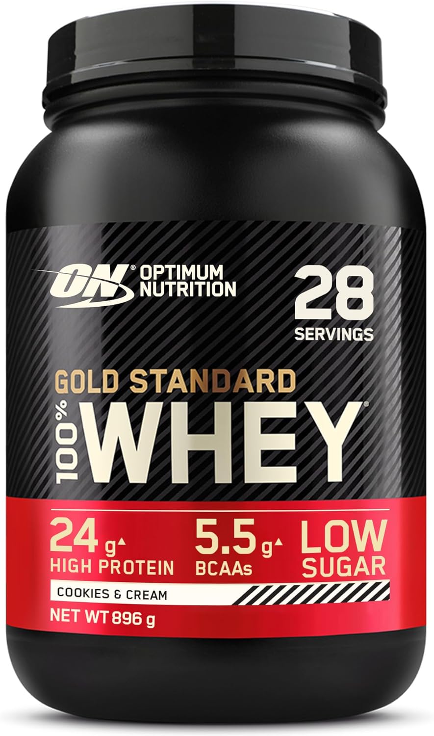 Optimum Nutrition Gold Standard 100% Whey Protein Powder, Cookies & Cream, 2 Pound (Packaging May Vary)