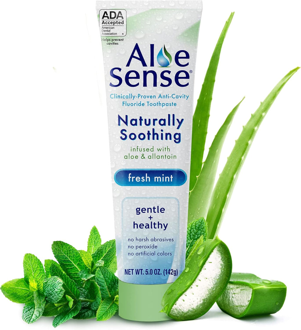 Naturally Soothing Toothpaste for Sensitive Teeth and Gum Care with Aloe Vera, Allantoin & Fresh Mint Flavor, Gentle & Natural, ADA Approved (5-oz, 1 Count)