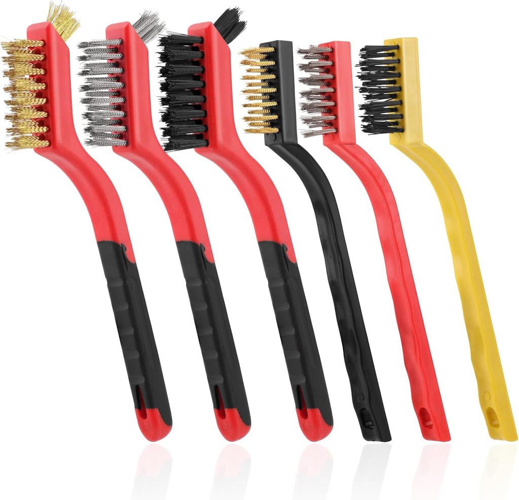 6 Pieces Wire Brushes Set, Small Metal Brass/Stainless Steel/Nylon Brushes for Cleaning Metal Rust Remover and Paint Removal
