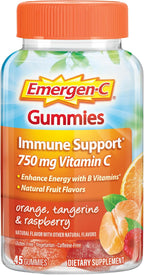Emergen-C 750mg Vitamin C Gummies for Adults, Immunity Gummies with B Vitamins, Gluten Free, Orange, Tangerine and Raspberry Flavors, Back to School Essentials - 45 Count