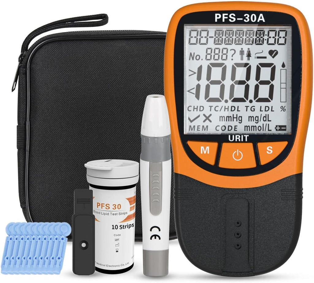 URIT 5 in 1 Lipid Test Kit with 10 Cholesterol Test Strips for Home Use (PFS-30A
