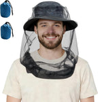 2 Pack Mosquito Head Net for Insects, Fly & Bug & Bee Protection | Ultra Large & Long, Lightweight & Breathable for Beekeeping, Camping, Hiking, Gardening, Safari | Fits All Hats for Men & Women